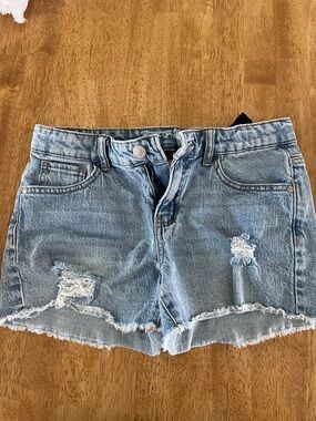 Kids art class Light Wash Distressed Denim Shorts-XL/14